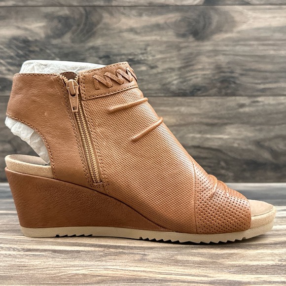 NIB Earth Attalea Bonaire 8M Peep Toe Open Heel Wedge Bootie Sandal Ginger - Picture 5 of 12